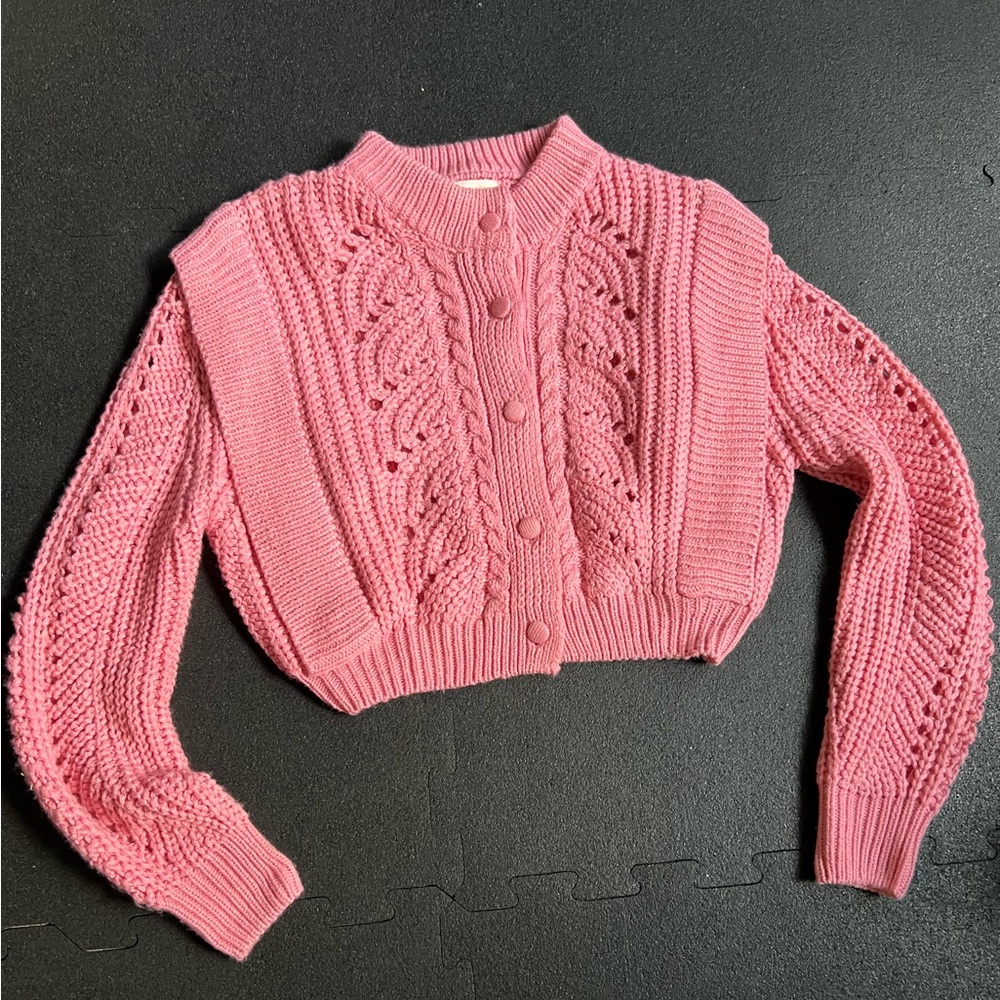 Pink Cropped Knit Sweater